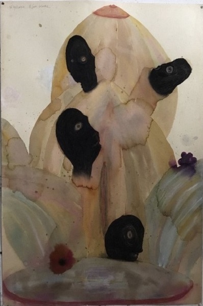 Aquarelle et pigments sur carton encadrement 120 x 80 cm 2024