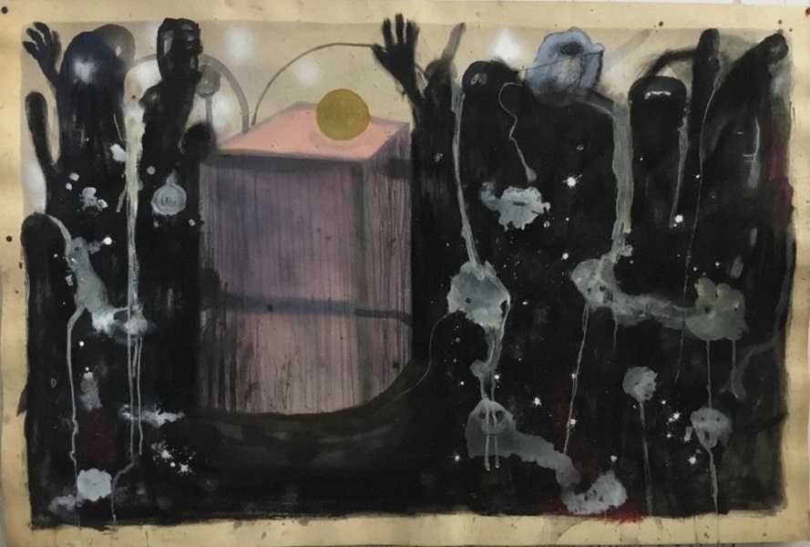 Tech. mixte sur carton d'encadrement 120 x 80 cm