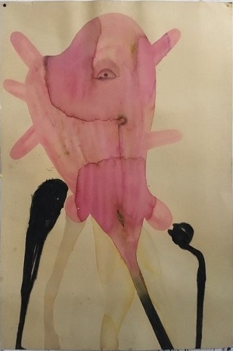 Techn. mixte sur carton d'encadrement 120 x 80 cm