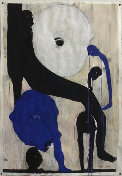 Transports Tech. mixte sur papier Arches 100 x 70 cm 2024