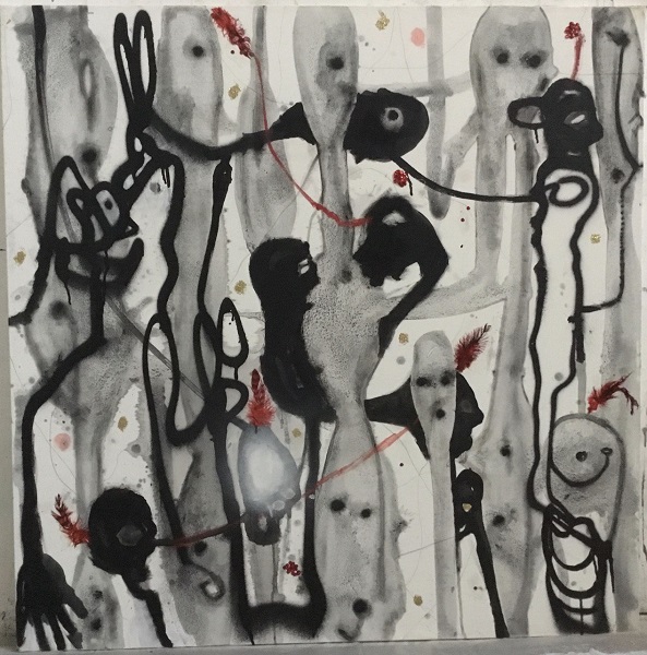 Sans titre Tech. mixte surb toilr130 x 130 cm 2023