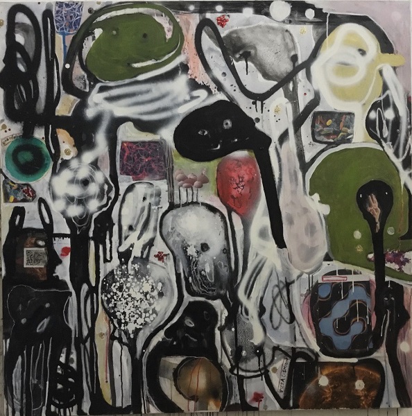Tech. mixte sur toile 120 x120 cm 2024