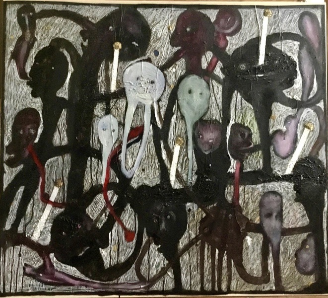 Sans titre 180 x 160 cm Tech. mixte sur papier marouflé s toile 2015