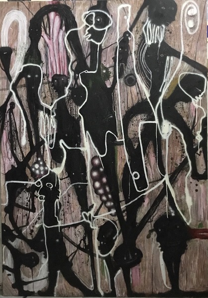 Sans titre Tech. mixte sur toile 200 x140 cm 2018